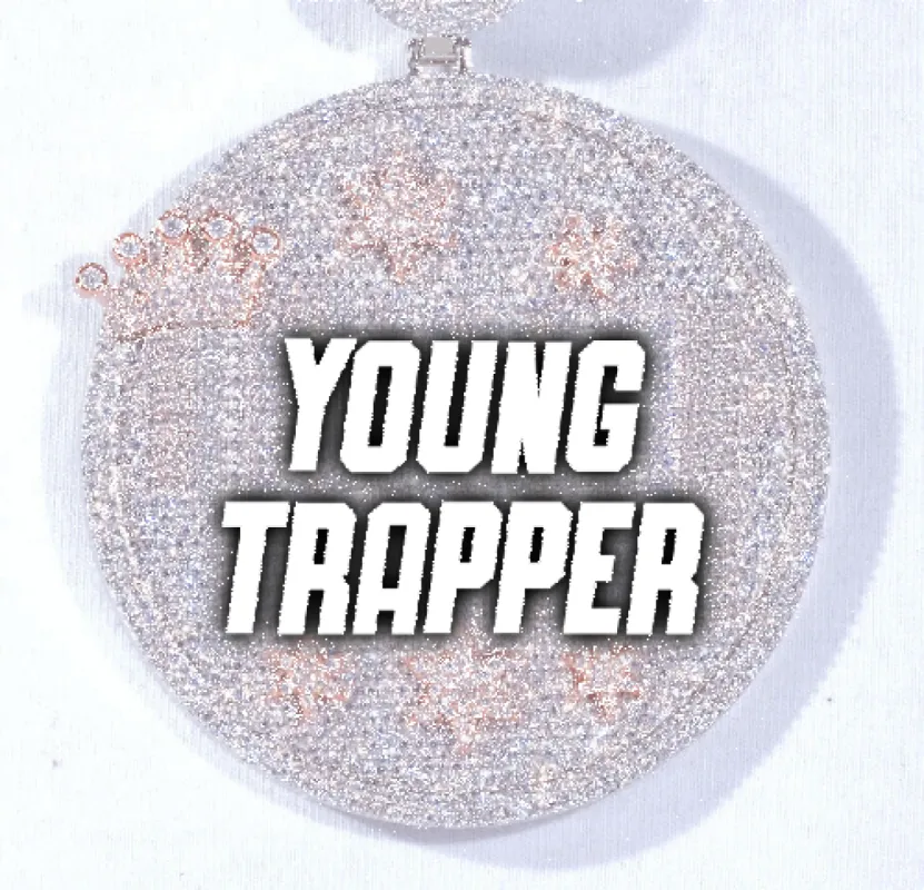 CUSTOM LETTER NECKLACE 3D BIG CROWN DISC sold by The GUU Shop