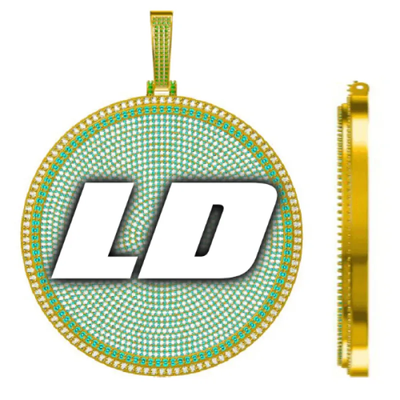 CUSTOM LETTER NECKLACE 3D BIG DISC sold by The GUU Shop