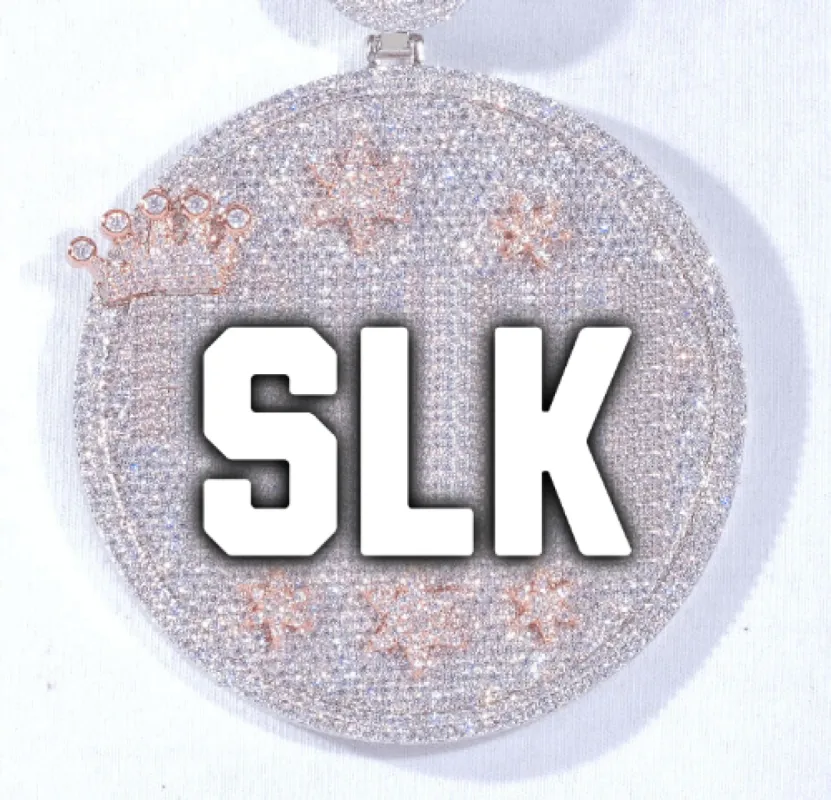 CUSTOM LETTER NECKLACE 3D BIG CROWN DISC sold by The GUU Shop