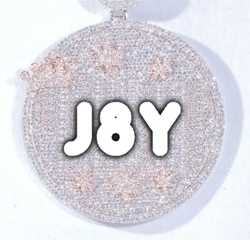 CUSTOM LETTER NECKLACE 3D BIG CROWN DISC sold by The GUU Shop