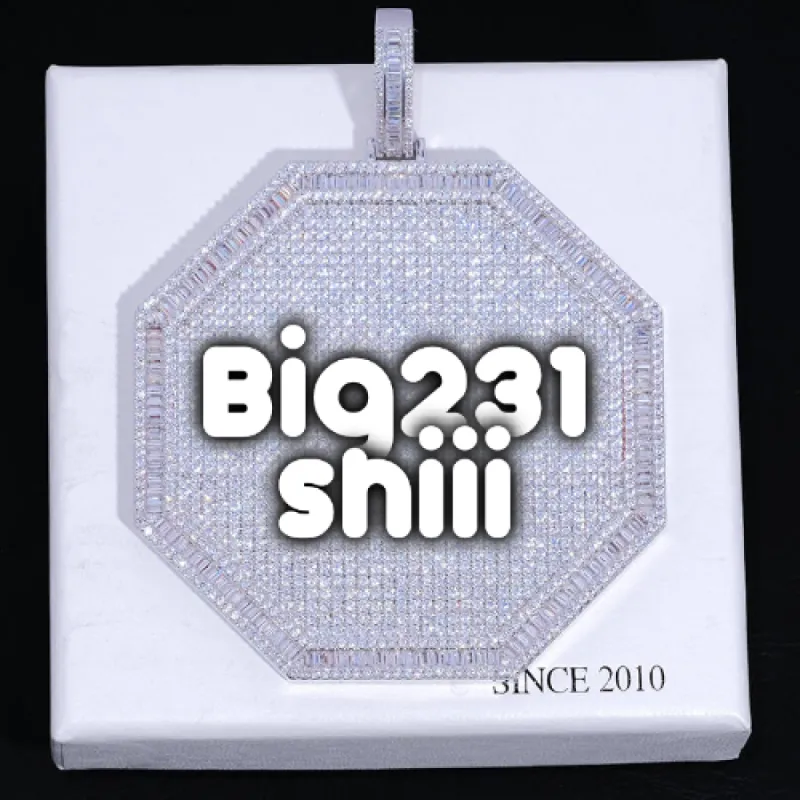 CUSTOM LETTER NECKLACE 3D BIG OCTAGON sold by The GUU Shop