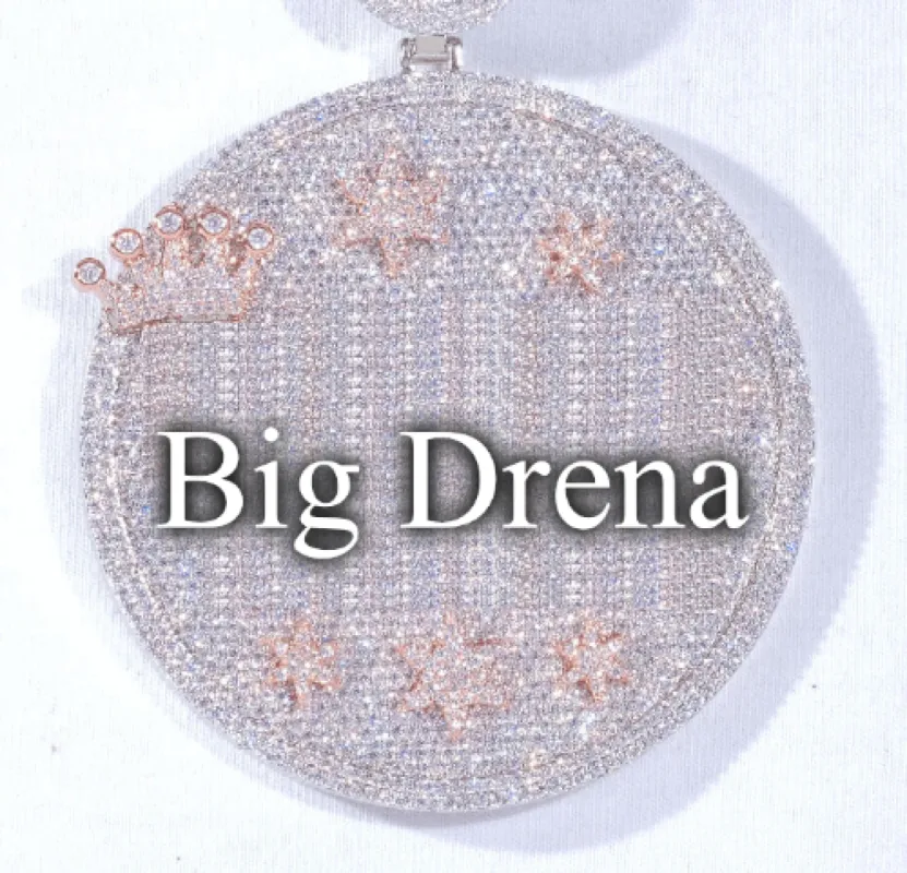 CUSTOM LETTER NECKLACE 3D BIG CROWN DISC sold by The GUU Shop