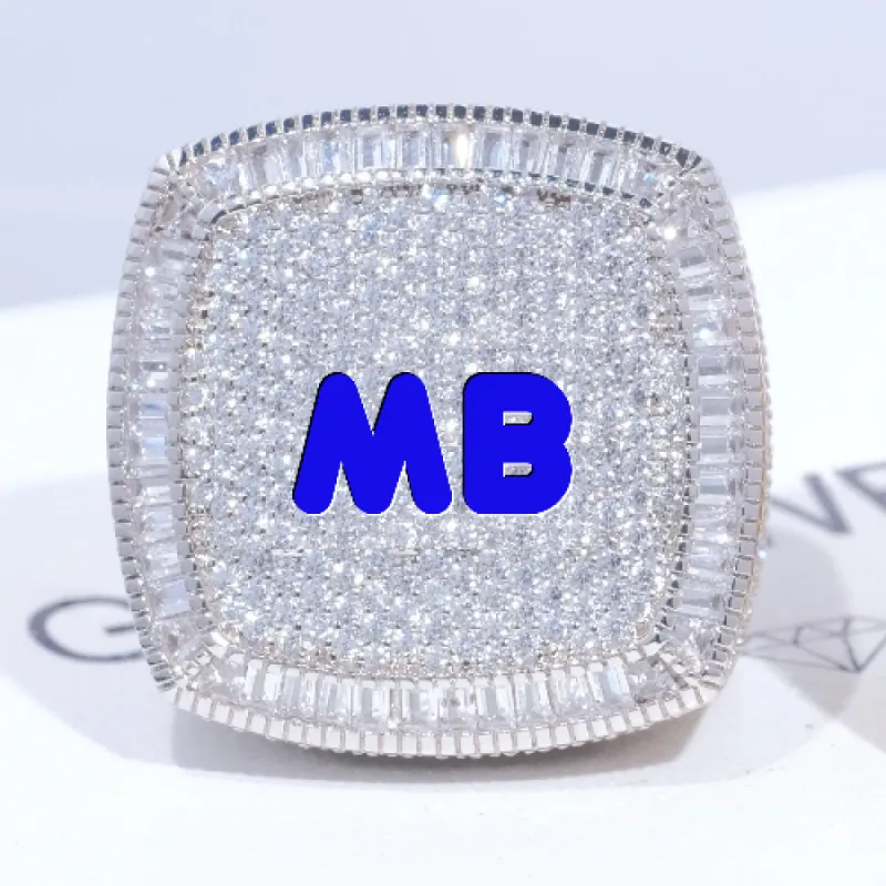 CUSTOM LETTER 3D ICED RING sold by The GUU Shop