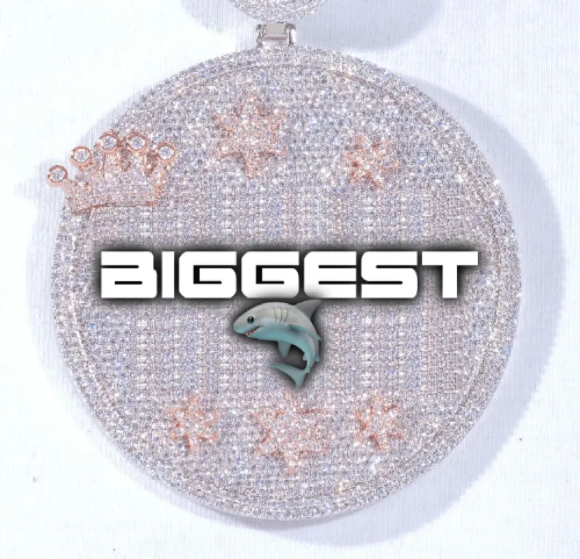 CUSTOM LETTER NECKLACE 3D BIG CROWN DISC sold by The GUU Shop