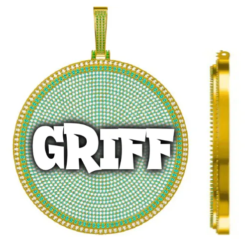 CUSTOM LETTER NECKLACE 3D BIG DISC sold by The GUU Shop