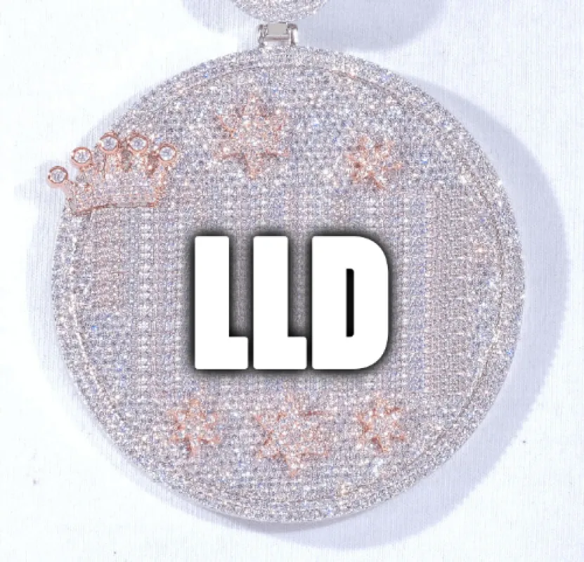 CUSTOM LETTER NECKLACE 3D BIG CROWN DISC sold by The GUU Shop