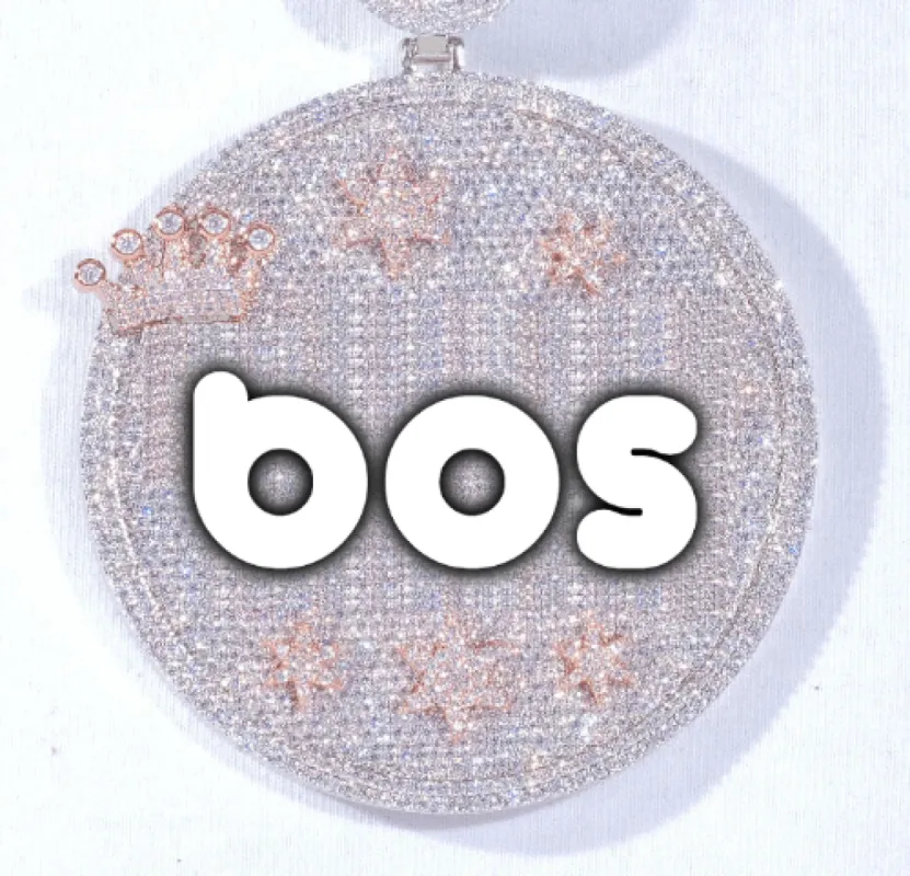 CUSTOM LETTER NECKLACE 3D BIG CROWN DISC sold by The GUU Shop