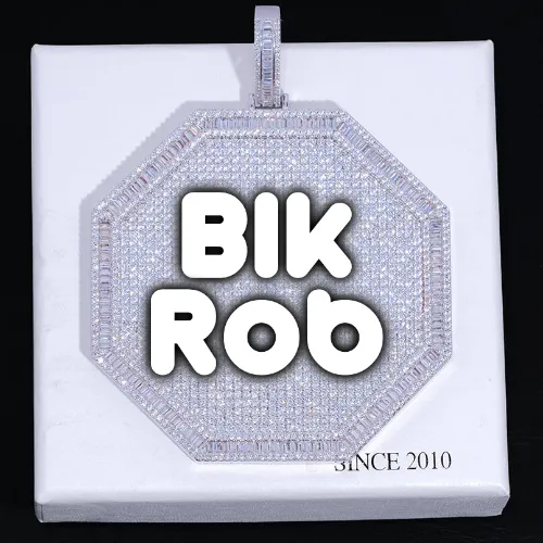 CUSTOM LETTER NECKLACE 3D BIG OCTAGON sold by The GUU Shop