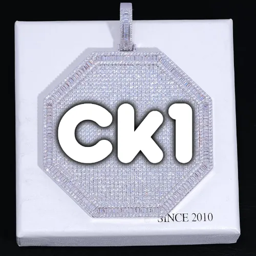 CUSTOM LETTER NECKLACE 3D BIG OCTAGON sold by The GUU Shop