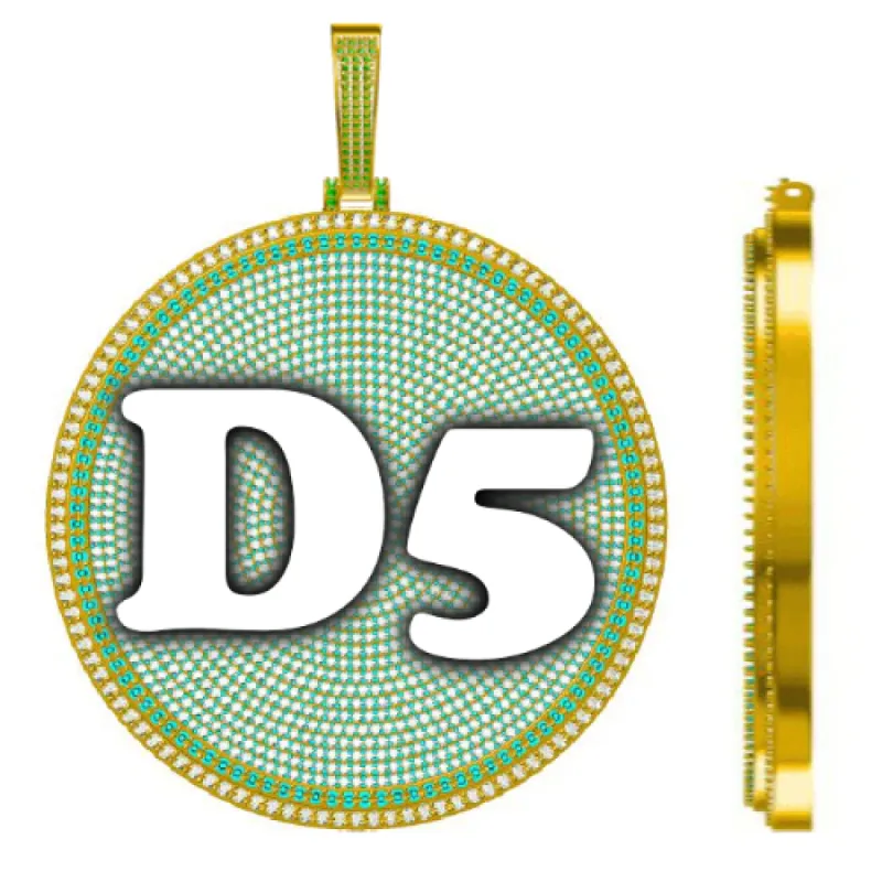 CUSTOM LETTER NECKLACE 3D BIG DISC sold by The GUU Shop