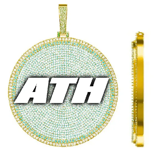 CUSTOM LETTER NECKLACE 3D BIG DISC sold by The GUU Shop