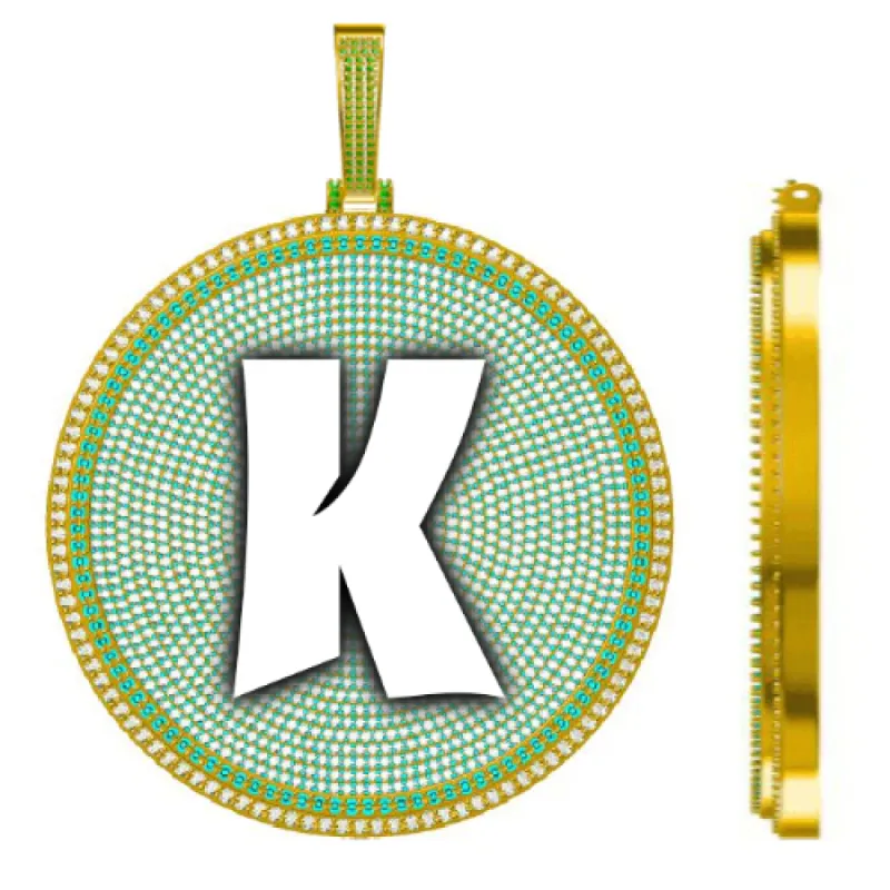 CUSTOM LETTER NECKLACE 3D BIG DISC sold by The GUU Shop