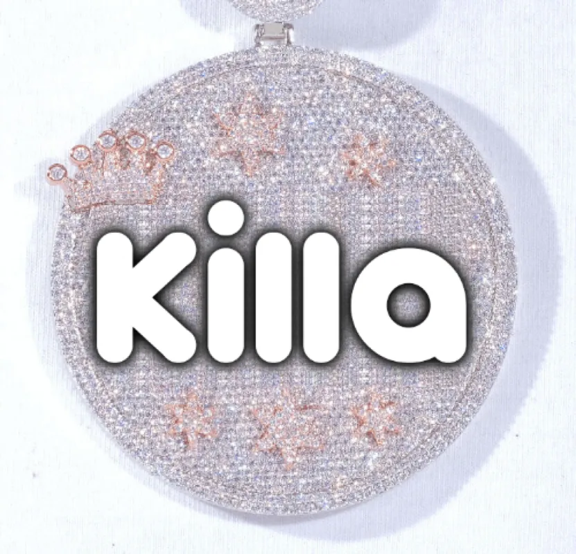 CUSTOM LETTER NECKLACE 3D BIG CROWN DISC sold by The GUU Shop