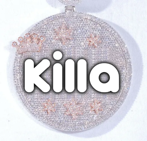 CUSTOM LETTER NECKLACE 3D BIG CROWN DISC sold by The GUU Shop