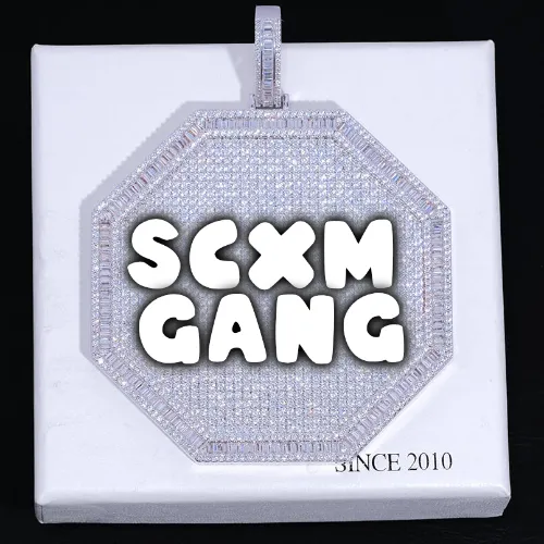 CUSTOM LETTER NECKLACE 3D BIG OCTAGON sold by The GUU Shop