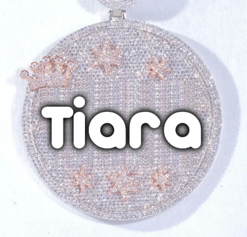 CUSTOM LETTER NECKLACE 3D BIG CROWN DISC sold by The GUU Shop