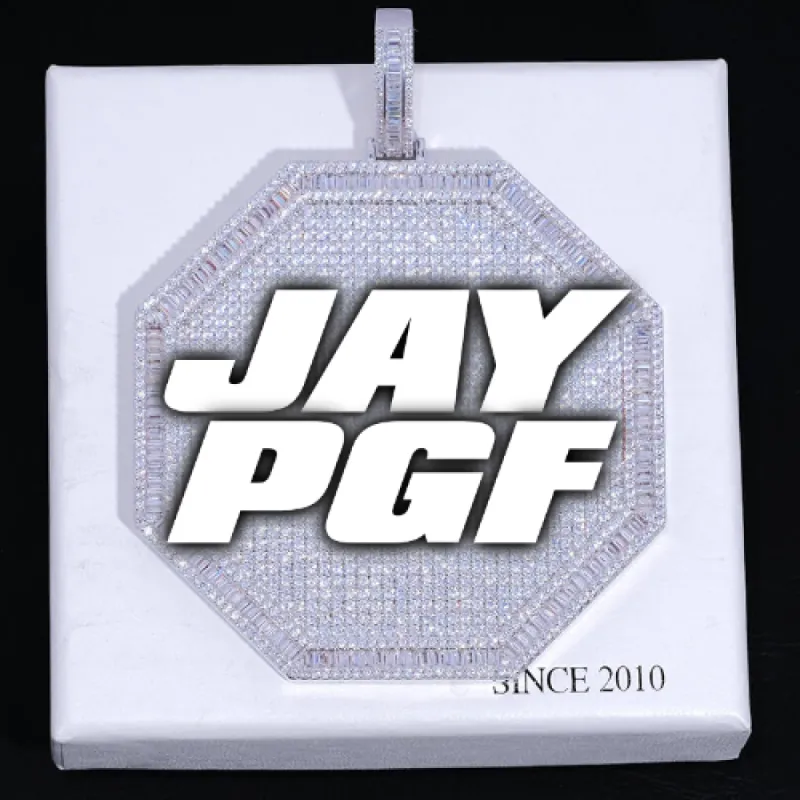 CUSTOM LETTER NECKLACE 3D BIG OCTAGON sold by The GUU Shop