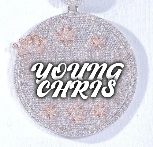 CUSTOM LETTER NECKLACE 3D BIG CROWN DISC sold by The GUU Shop