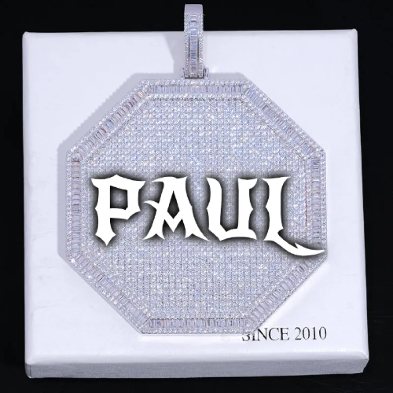 CUSTOM LETTER NECKLACE 3D BIG OCTAGON sold by The GUU Shop