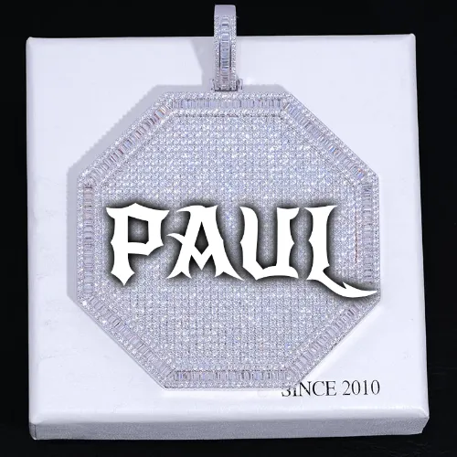 CUSTOM LETTER NECKLACE 3D BIG OCTAGON sold by The GUU Shop