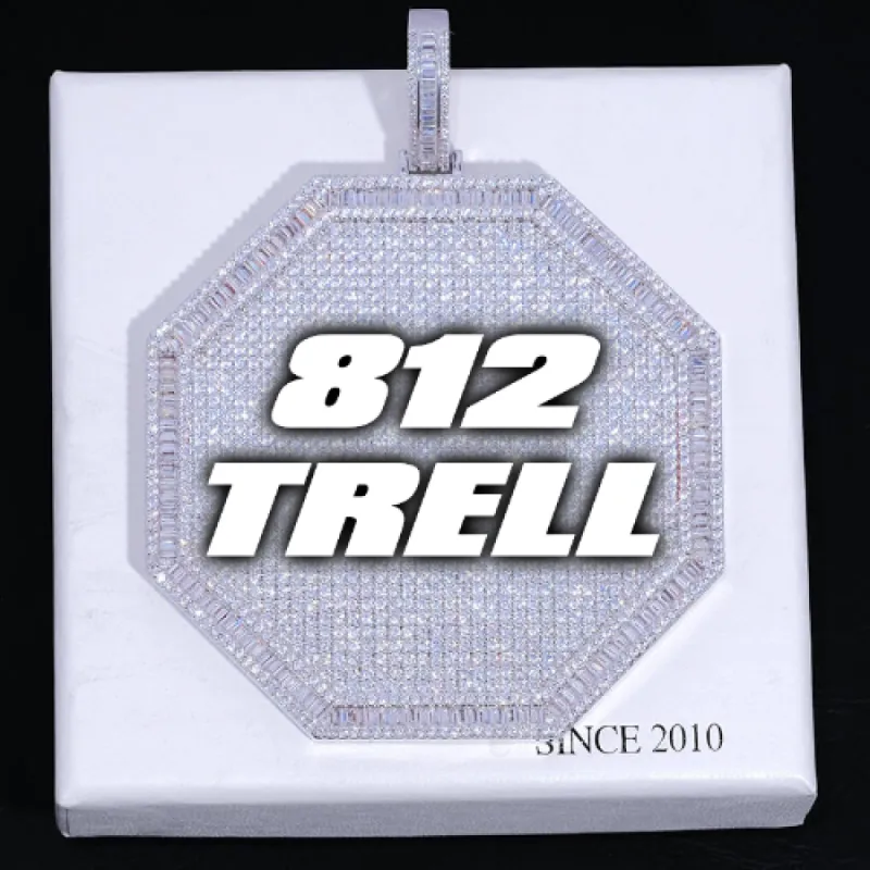 CUSTOM LETTER NECKLACE 3D BIG OCTAGON sold by The GUU Shop