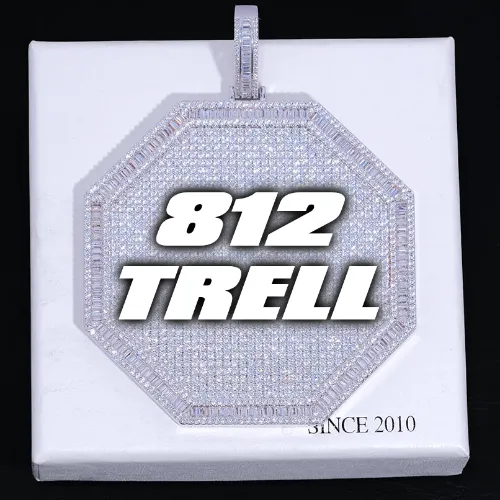 CUSTOM LETTER NECKLACE 3D BIG OCTAGON sold by The GUU Shop