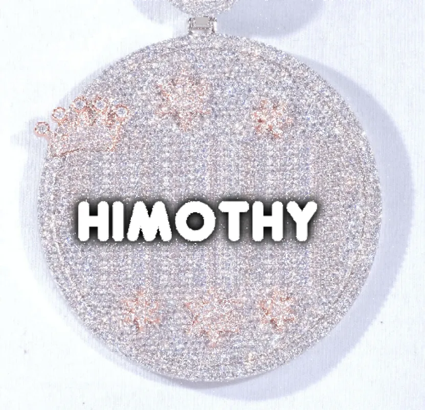 CUSTOM LETTER NECKLACE 3D BIG CROWN DISC sold by The GUU Shop