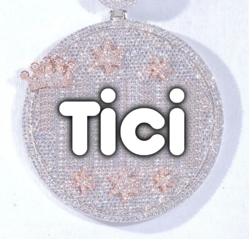 CUSTOM LETTER NECKLACE 3D BIG CROWN DISC sold by The GUU Shop