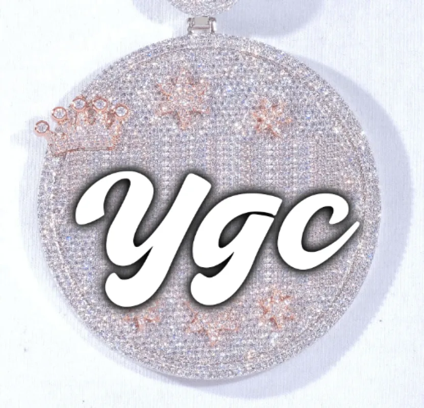 CUSTOM LETTER NECKLACE 3D BIG CROWN DISC sold by The GUU Shop