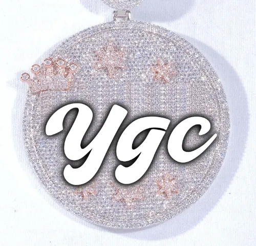 CUSTOM LETTER NECKLACE 3D BIG CROWN DISC sold by The GUU Shop
