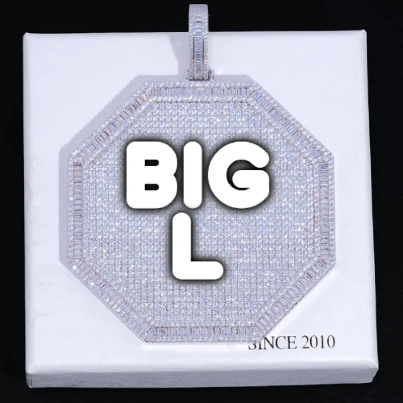 CUSTOM LETTER NECKLACE 3D BIG OCTAGON sold by The GUU Shop