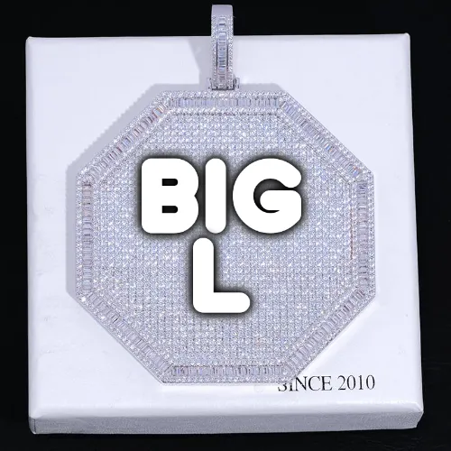 CUSTOM LETTER NECKLACE 3D BIG OCTAGON sold by The GUU Shop