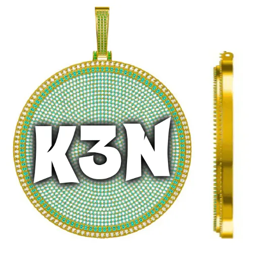 CUSTOM LETTER NECKLACE 3D BIG DISC sold by The GUU Shop