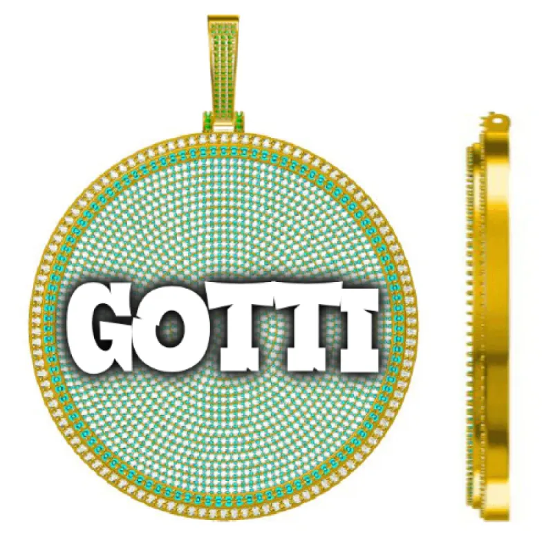 CUSTOM LETTER NECKLACE 3D BIG DISC sold by The GUU Shop