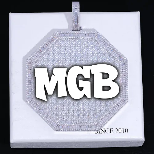 CUSTOM LETTER NECKLACE 3D BIG OCTAGON sold by The GUU Shop