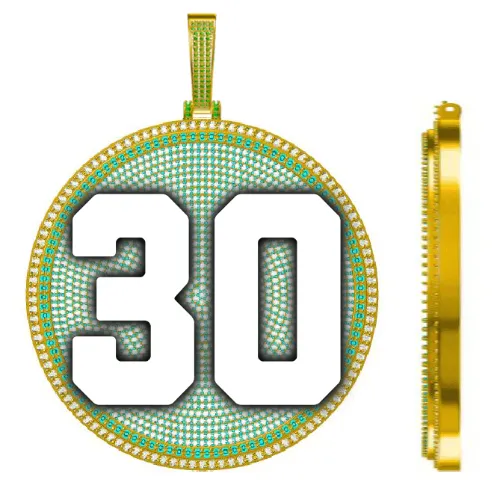 CUSTOM LETTER NECKLACE 3D BIG DISC sold by The GUU Shop