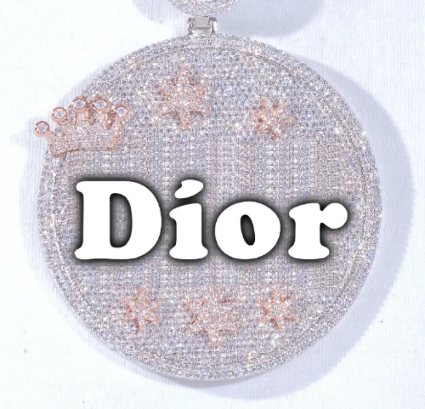 CUSTOM LETTER NECKLACE 3D BIG CROWN DISC sold by The GUU Shop