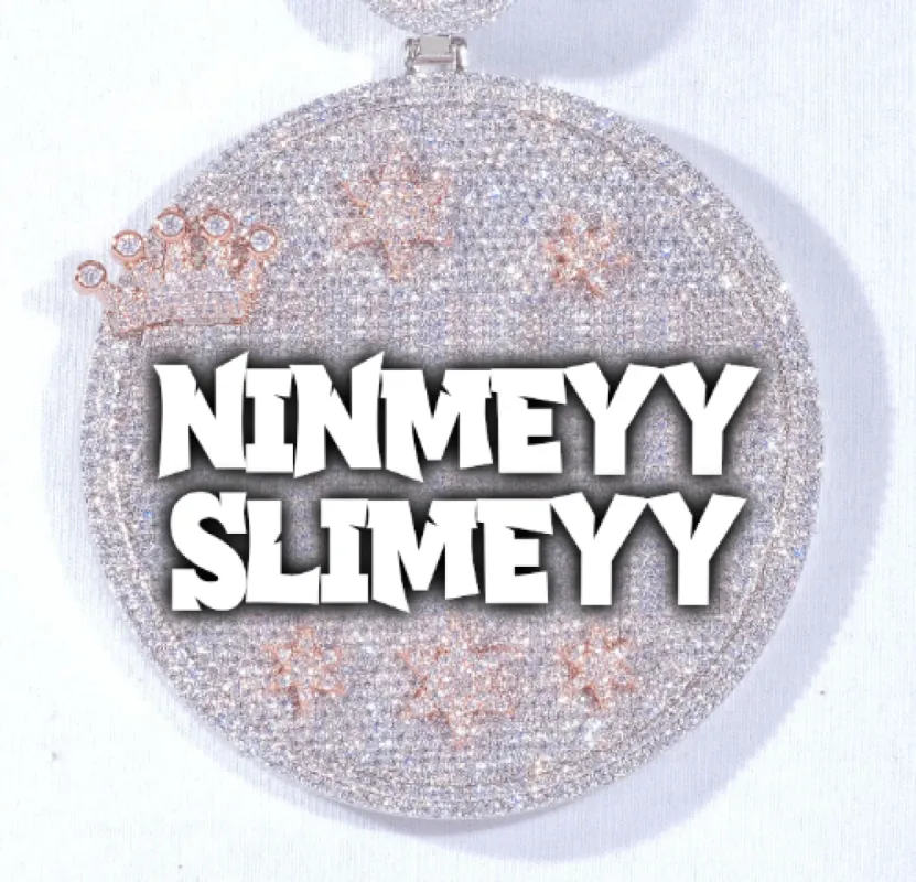 CUSTOM LETTER NECKLACE 3D BIG CROWN DISC sold by The GUU Shop