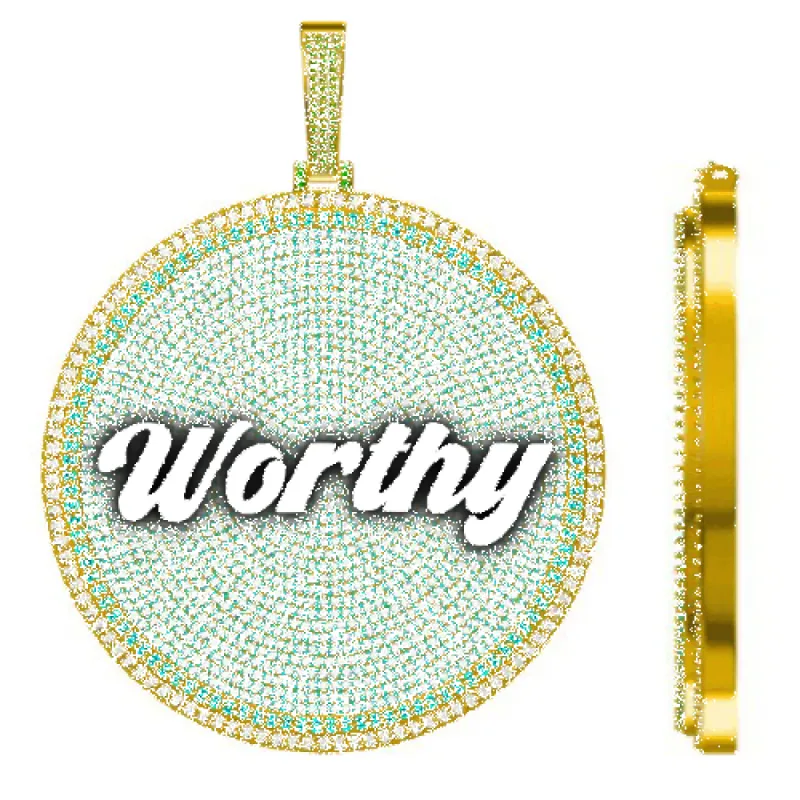 CUSTOM LETTER NECKLACE 3D BIG DISC sold by The GUU Shop