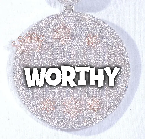 CUSTOM LETTER NECKLACE 3D BIG CROWN DISC sold by The GUU Shop