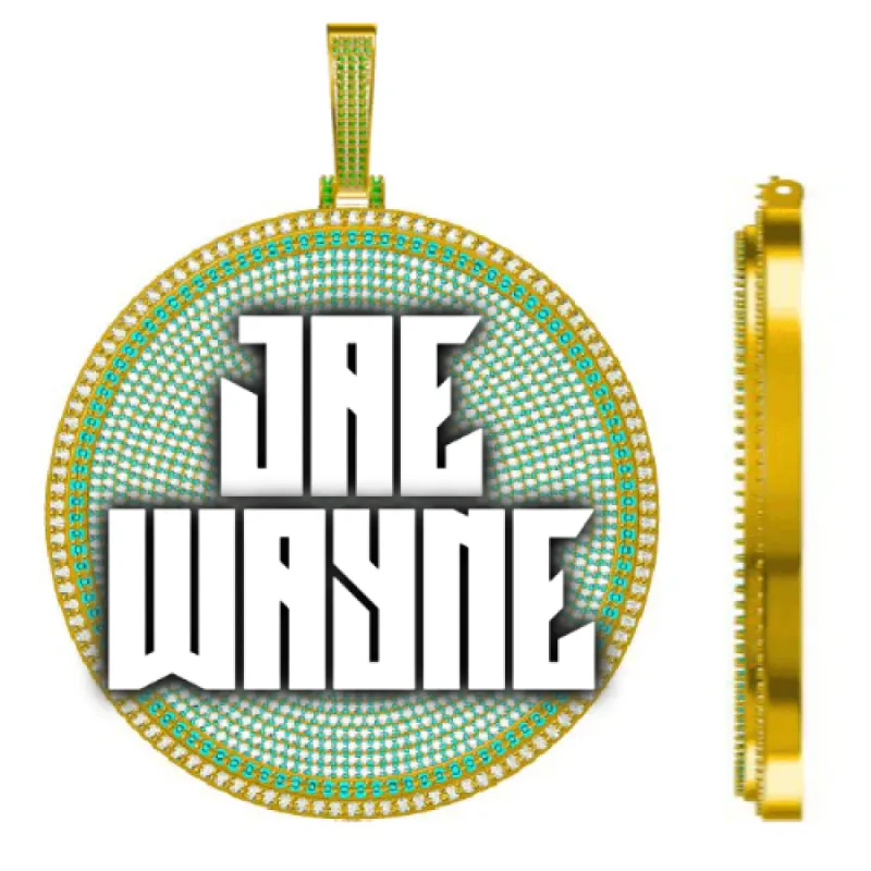 CUSTOM LETTER NECKLACE 3D BIG DISC sold by The GUU Shop