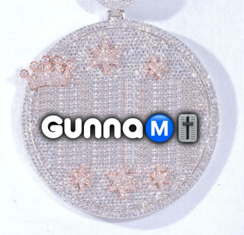 CUSTOM LETTER NECKLACE 3D BIG CROWN DISC sold by The GUU Shop