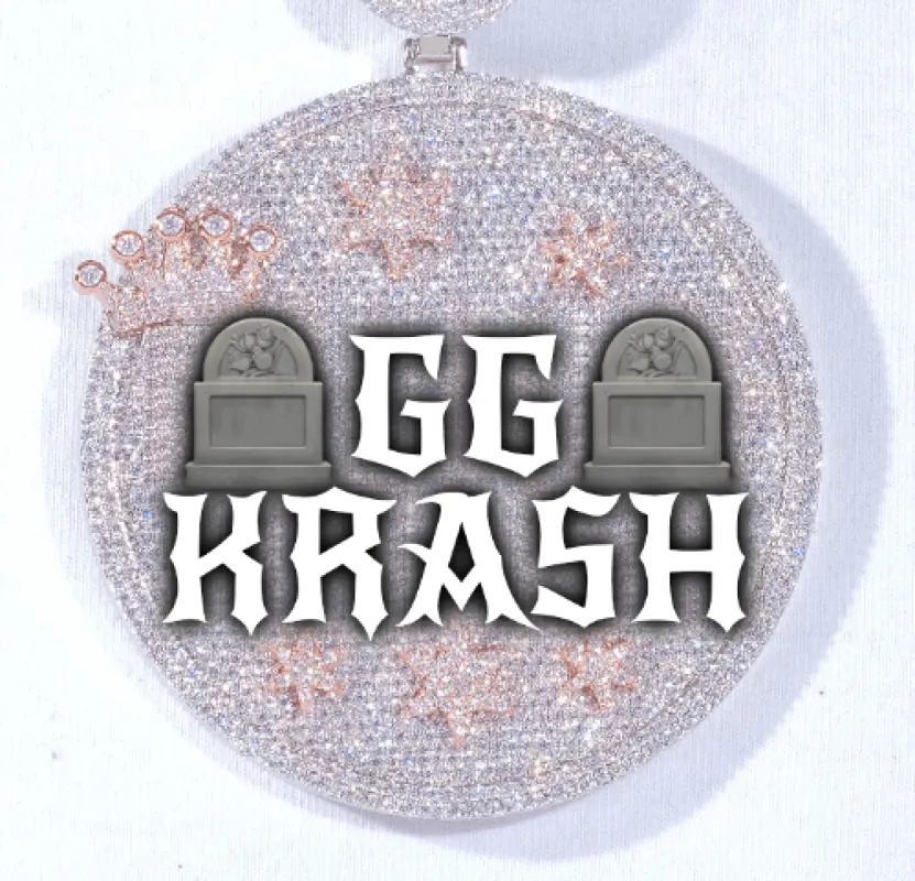 CUSTOM LETTER NECKLACE 3D BIG CROWN DISC sold by The GUU Shop