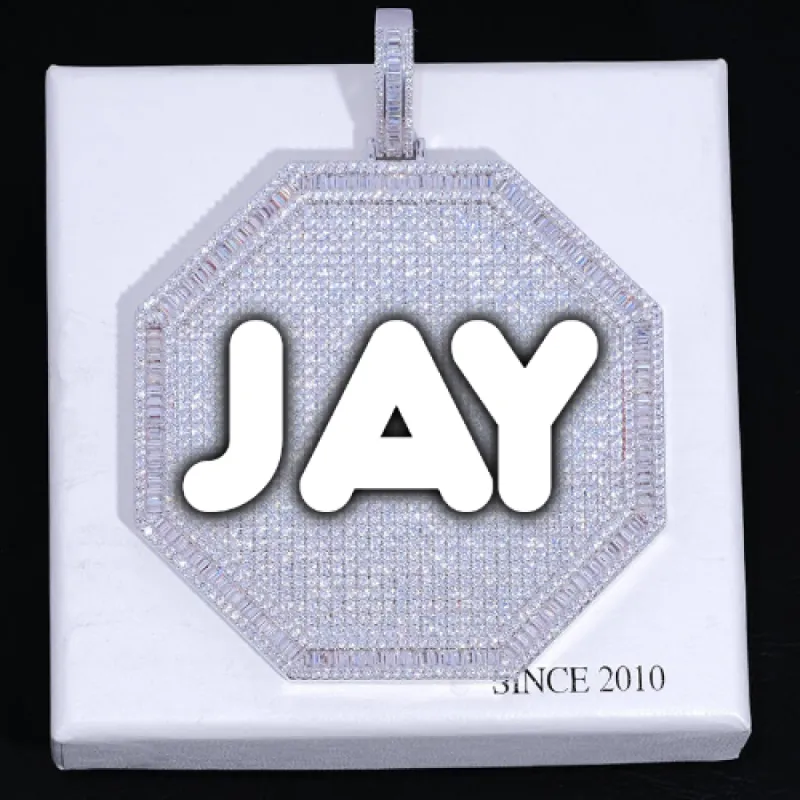 CUSTOM LETTER NECKLACE 3D BIG OCTAGON sold by The GUU Shop