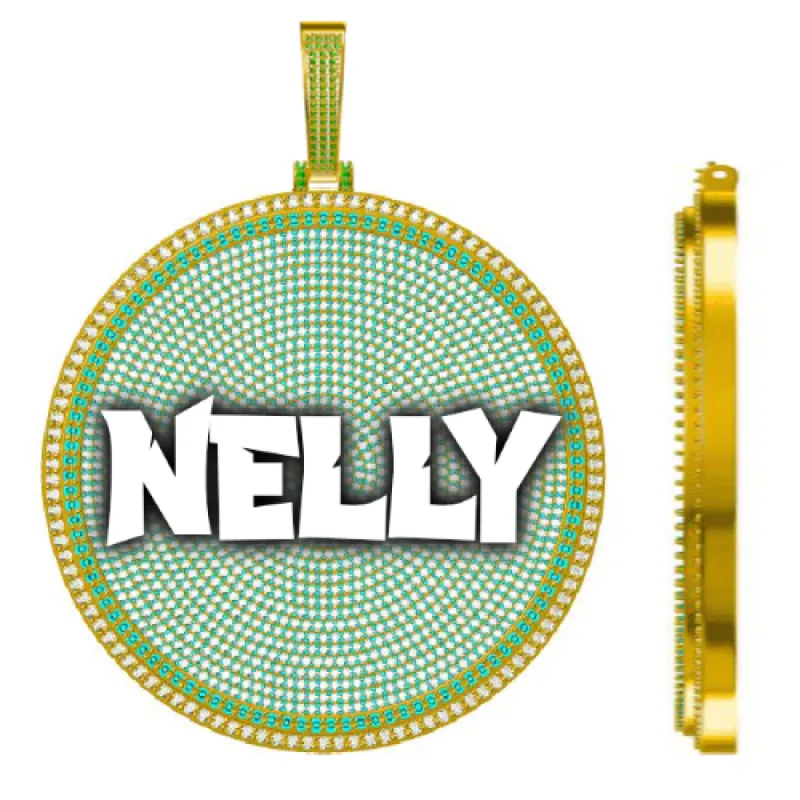 CUSTOM LETTER NECKLACE 3D BIG DISC sold by The GUU Shop