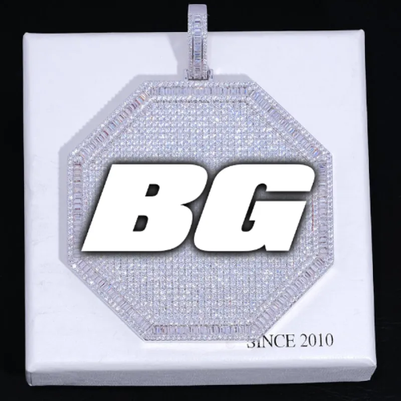 CUSTOM LETTER NECKLACE 3D BIG OCTAGON sold by The GUU Shop