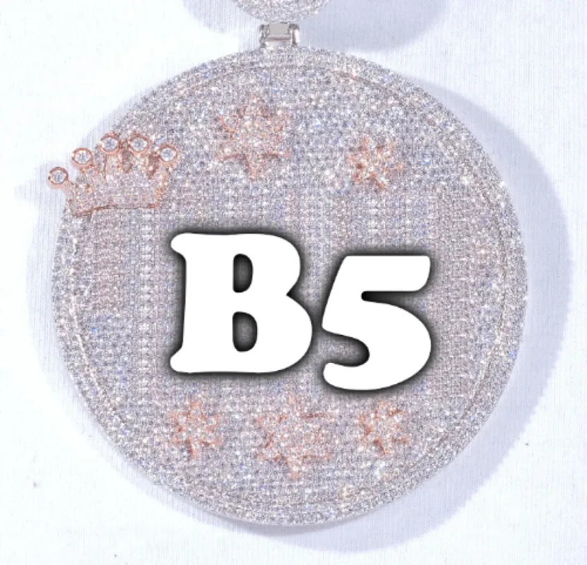 CUSTOM LETTER NECKLACE 3D BIG CROWN DISC sold by The GUU Shop