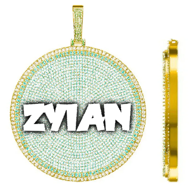 CUSTOM LETTER NECKLACE 3D BIG DISC sold by The GUU Shop