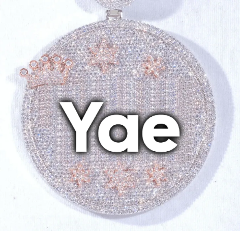 CUSTOM LETTER NECKLACE 3D BIG CROWN DISC made by The GUU Shop