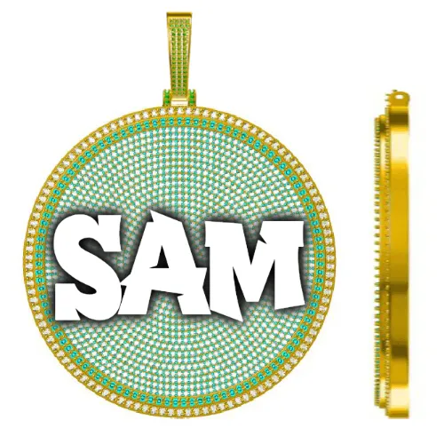 CUSTOM LETTER NECKLACE 3D BIG DISC sold by The GUU Shop